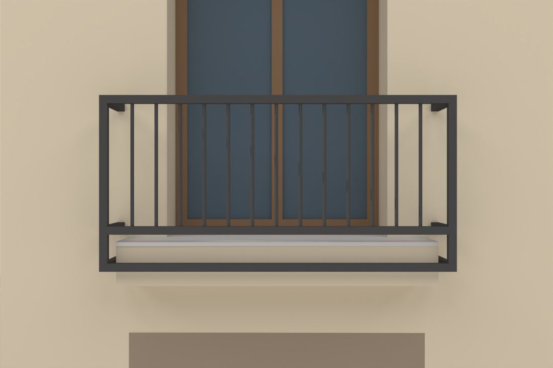 Balcón. Imagen virtual generada a partir del modelo del proyecto. No contractual.