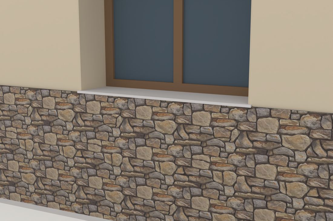 Zócalo de piedra. Imagen virtual generada a partir del modelo del proyecto. No contractual.
